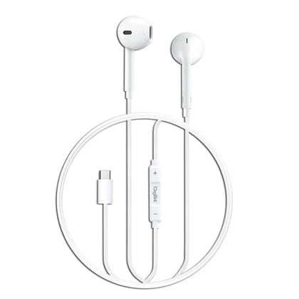 Digitek (DE-044 C) in-Ear Type C Wired Stereo Earphone with Mic, Premium Sound Quality with Noise Cancelling Earphones (White)