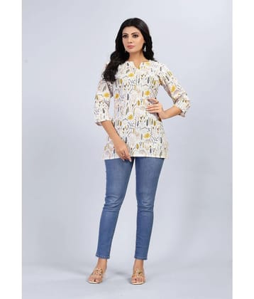 SARRAS Linen Printed Straight Womens Kurti - White ( Pack of 1 ) - None