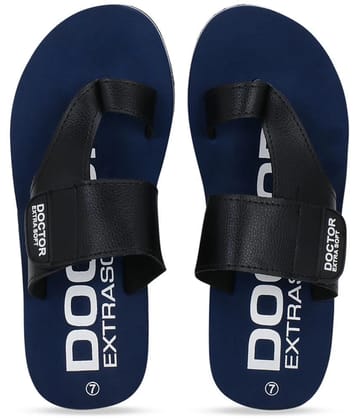 DOCTOR EXTRA SOFT - Navy Mens Leather Slipper - None