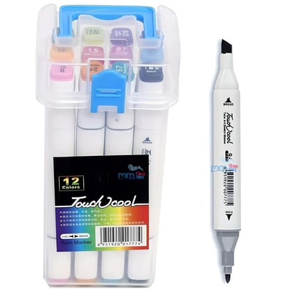 MM TOYS Professional Art Set 12: Dual Tip Alcohol Markers - Vibrant Colors for Artists, Beginners, Adults, and Kids - Fine and Chisel Tips - Ideal for Artistic Creations - Assorted Colors