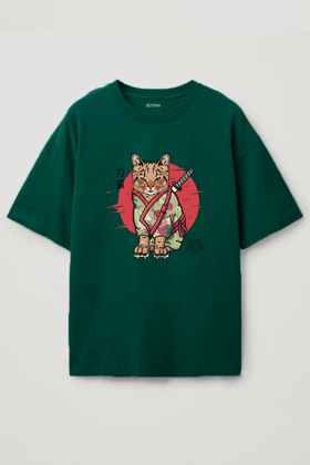 Shinobi Cat - Oversized T-Shirt-XS