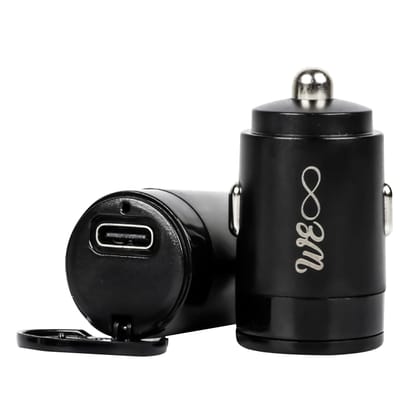 Walta Elite Panache 5 Car Charger with 30W Fast Charging, Single Type-C and USB Output, Micro USB Cable not Included (Black) 