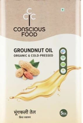 Conscious Food Groundnut Oil Cold Pressed 5ltr Organic