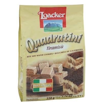 Loacker Quadratini Wafer Cookies - Tiramisu, 220 g Pouch