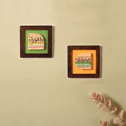 Shades OF Warli Wall Paintings (Set Of 2) (8x8x7.5)