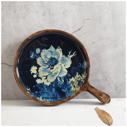 PIZZA PAN - MEDIUM - DENIM BLUE FLORAL