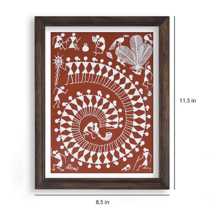 warli painting-art of warli dance (Red)