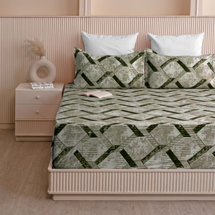 Imprimer Skyline ZigZag - Bedsheet-Olive Green / 213.36 x 228.6CM