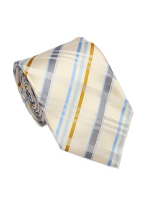 Men's Striped Formal Necktie - Off White-Free / Off White