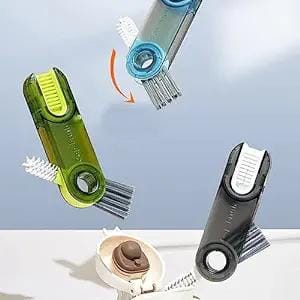 KATHIYAWADI  3 in 1 Bottle Cleaner Brush Straw Cleaner Tool Multifunctional Cleaning Brush | 13 x 3 CM | Multi-Color