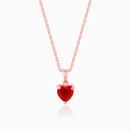 Rose Gold Loving in Red Pendant With Link Chain