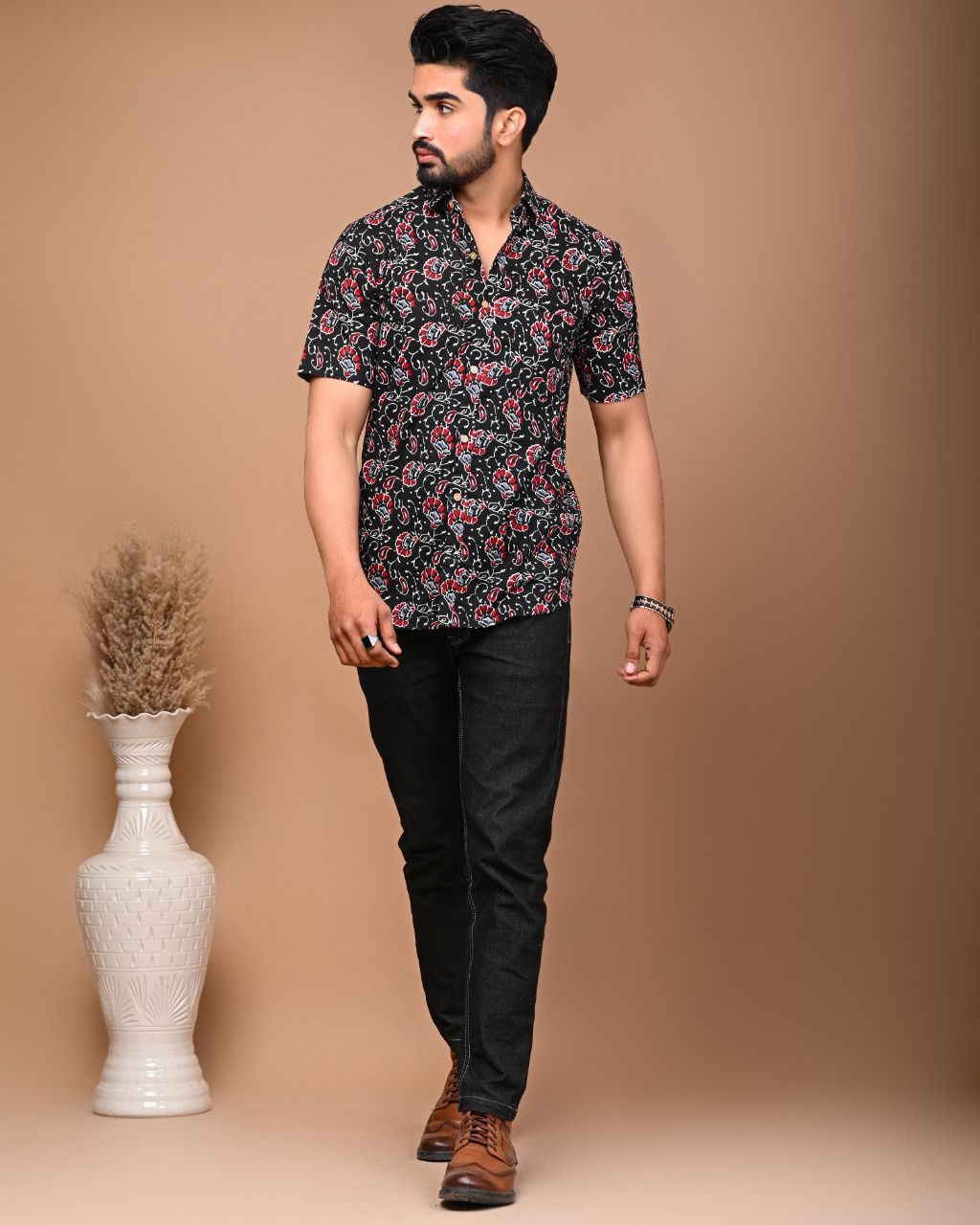 JAIPUR HANDBLOCK PRINT Printed Cotton Half  Shirt XXL