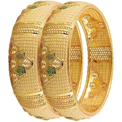 Jewels Kafe One Gram Gold Plated Bangle Set of 2-2.4