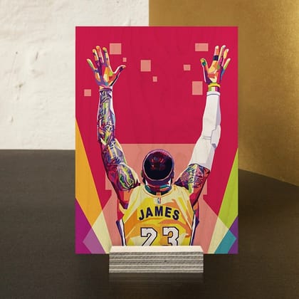 LeBron James Wood Print-5x7 Inch