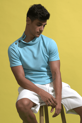 Shoulder Placket Polo-XS / Light Blue