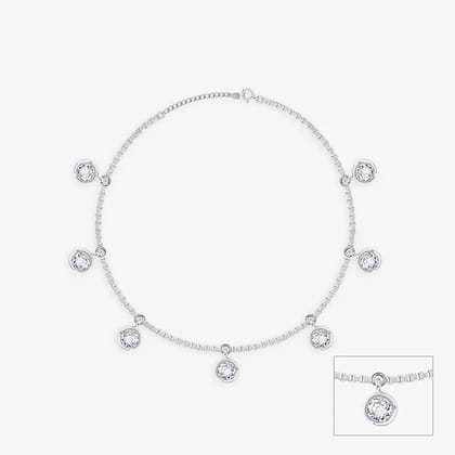 Stone Trail Charm Anklet-Silver