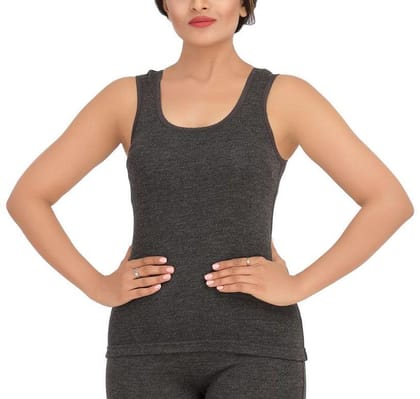 Monte Carlo Pure New Merino Wool Machine Washable Sleeveless Round Neck Thermal for Women Black Color-32 / XX-Small