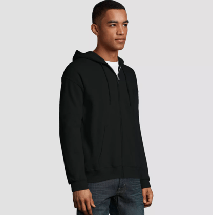 Black With Zipper Hoodie-S / 36 INCH