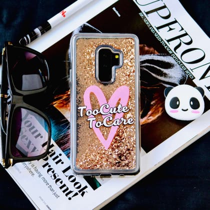 Too Cute To Care Glitter Moving Quicksand Glitter Sequin Case-Samsung Galaxy S9