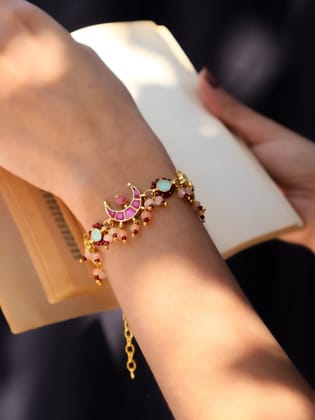 Saba Pink Kundan Bracelet-Pink