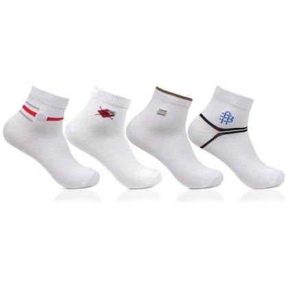 Men White Color Ankle length Socks - Pack Of 4