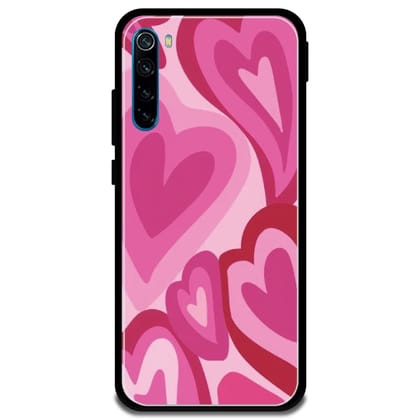 Pink Mini Hearts  - Glossy Metal Silicone Case For Redmi Models-Redmi Note 8