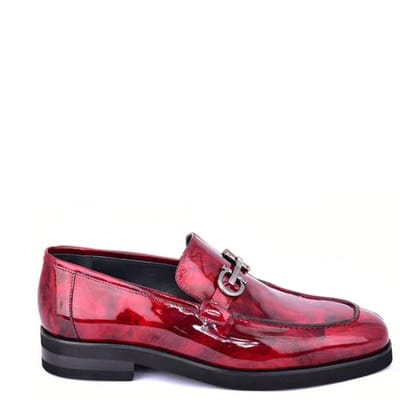 Marble Calf Leather Formal Loafers-11/45 / Rubber Sole / Cherry