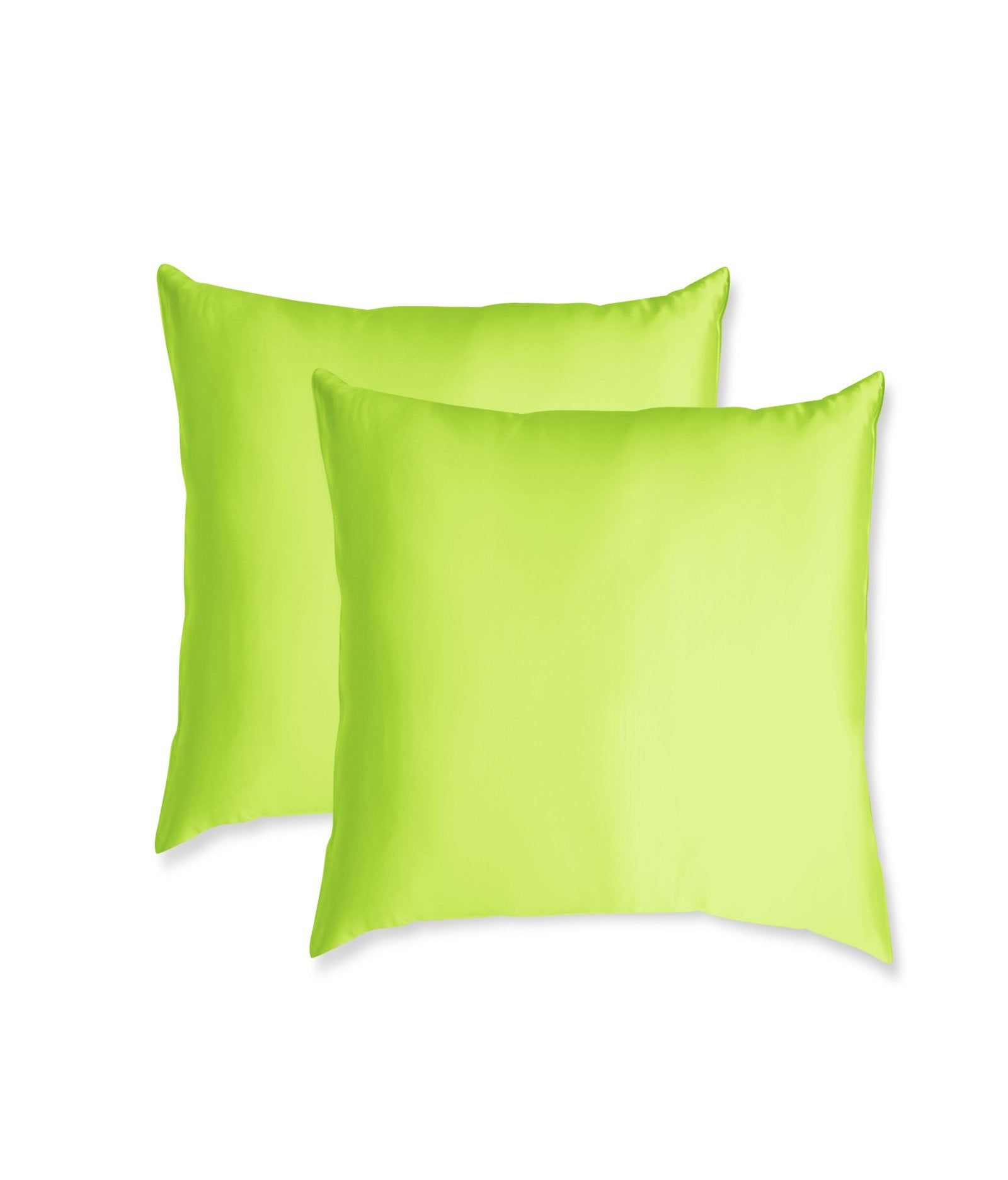 American-Elm Pack of 2 Parrot Green Solid Rich Satin Cushion Cover (12x12, 16x16, 18x18 inch)-(12 x 12) Inch