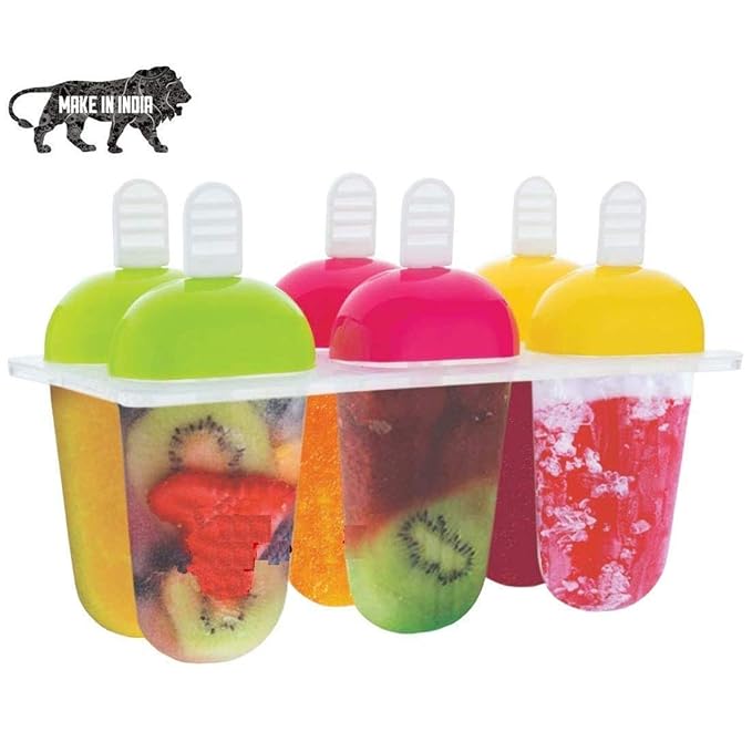 SmartCam 6 Cell Big Size Ice Cream Mold Popsicle Molds DIY Homemade Dessert Freezer Fruit Juice Ice Pop Maker Mould with Sticks || Pack of 1
