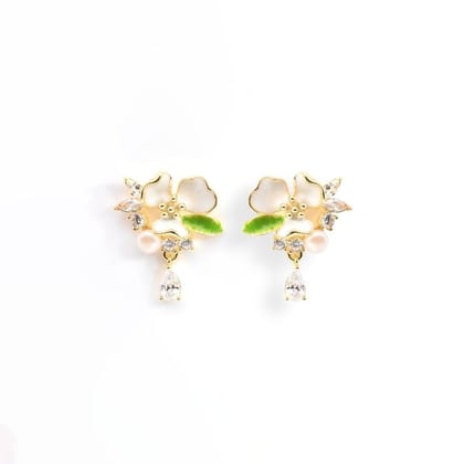 Genevra Studs | 925 Silver Earrings for Women-Gold