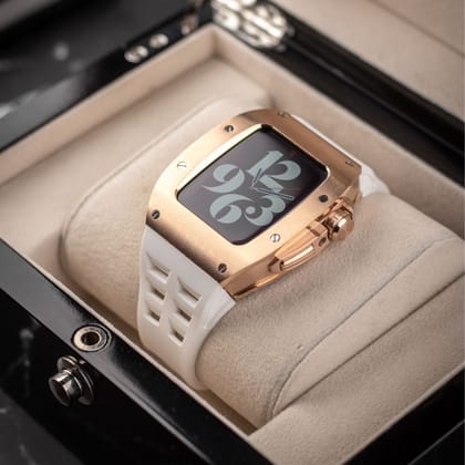 45MM Sports Edition Luxury iWatch Case: Rose Gold-White