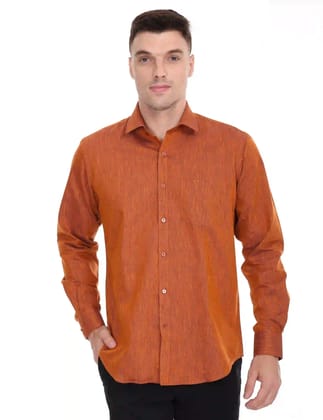 Linseed Cotton Orange Colour Shirt Full Sleeve -17014-38