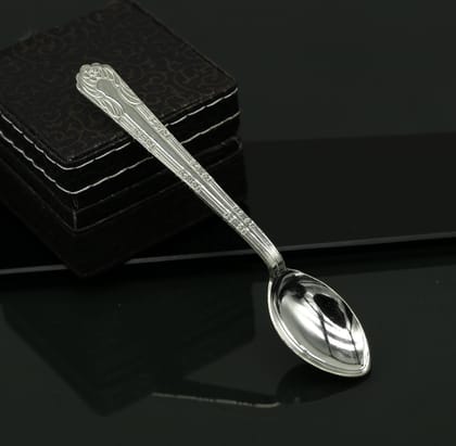 fabulous sterling silver handmade solid silver4.2" spoon kitchen utensils, vessels, silver has antibacterial properties, stay healthy sv61