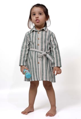 Green Melange Stripe Tunic Dress-12-18M