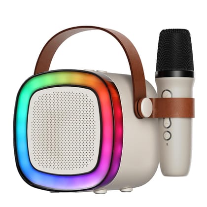 MM TOYS BT1116 Bluetooth Speaker 10W Stereo Sound, Wireless Mic, Voice Changer, RGB Lights, 8H Music Gift For Kids And Adult For Home Party And Singing Practice- Color May Vary