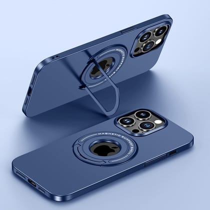 iPhone Series Luxury Magnetic Shell Case With Metal Stand-iPhone 15 Pro / Blue