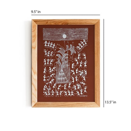 warli painting-celebrating holi festival (brown)