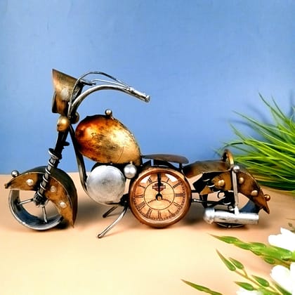 Table Clock - Bike Design | Bullet Bike Desk Clock/Motor Cycle Showpiece - for Home, Living Room, Study Table, Desk, Office Decor & Gifts - 14 Inch