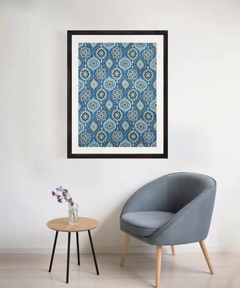 Moroccan Ajrakh Printed Textile Wall Art (25"x19") Unframed