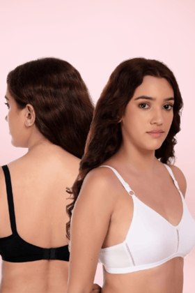 Women's Synthetic Non-Padded Wire Free Regular Bra-Pack of 2(Multicolour)-30