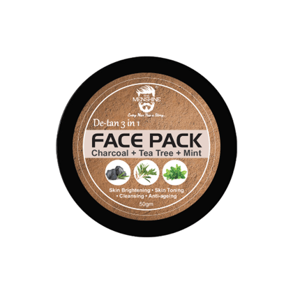 De-Tan 3in1 Face Pack |Charcoal Powder|Tea Tree Oil|Mint|-60gm