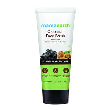 Mamaearth Charcoal Face Scrub For Oily Skin & Normal skin With Charcoal & Walnut-100gm