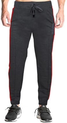 Romano nx Men's 100% Cotton Joggers Trackpants with Two Side Zipper Pockets in 4 Colors-Medium / Black Melange