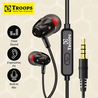 TP TROOPS STEREO HEADSET BOOM BASS Wired Earphones with Extra Bass Driver and HD Sound with mic Pure Bass Sound