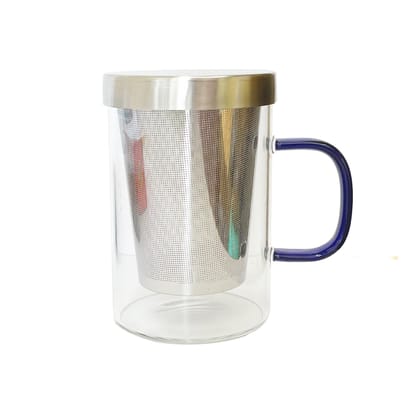 GLASS TEA MUG WITH STEEL INFUSER