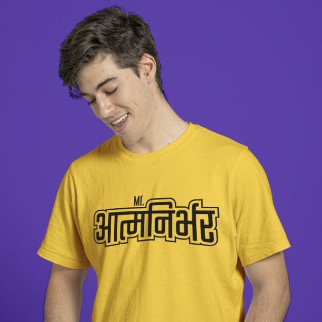 Aatmnirbhar - Cotton T-Shirts-XS / Yellow