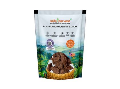 Safe Harvest Black Cardamom/ Badi Elachi 30g, Pesticide - Free