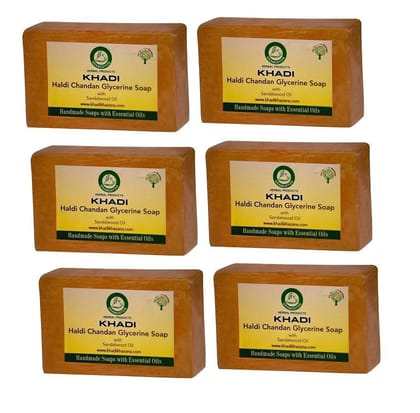 Khadi Herbal Haldi Chandan Soap - 125gm (Pack of 6)