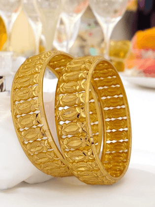 Jewels Kafe One Gram Gold Plated Bangle/Kada Set (Pack of 2)-2.4