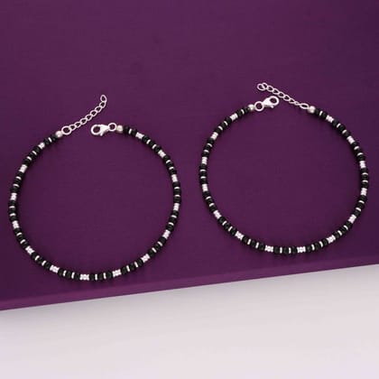 Dual Silver Black Silver Nazaria Anklet-None / Silver